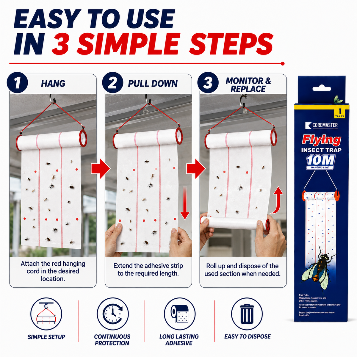 Coremaster Flying Insect Trap - Disposable Hanging Trap for Flies, Moths & Gnats