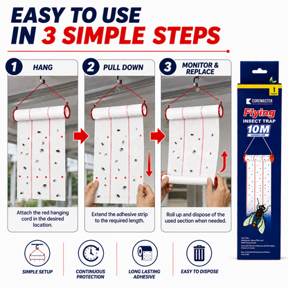 Coremaster Flying Insect Trap - Disposable Hanging Trap for Flies, Moths & Gnats