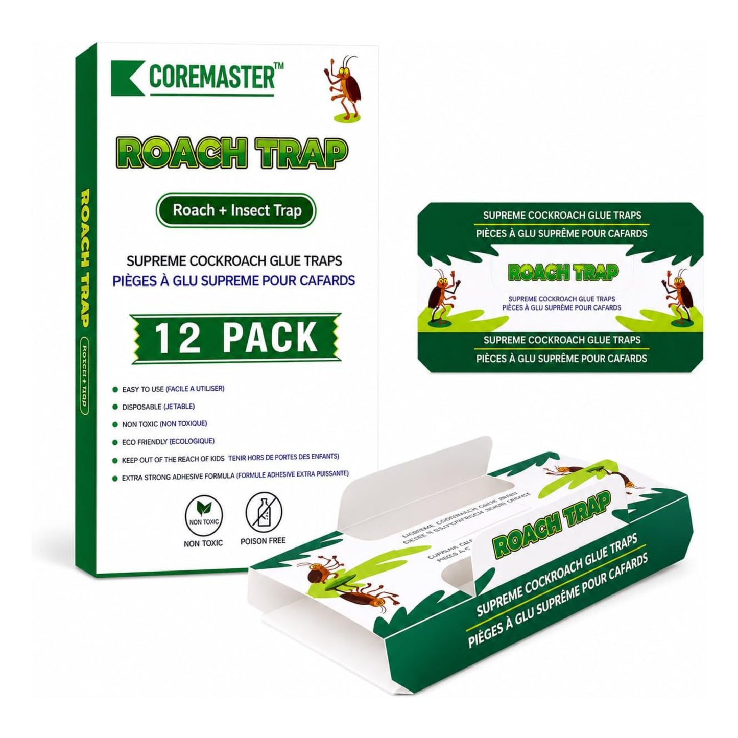12-Pack Cockroach Glue Trap (Green)