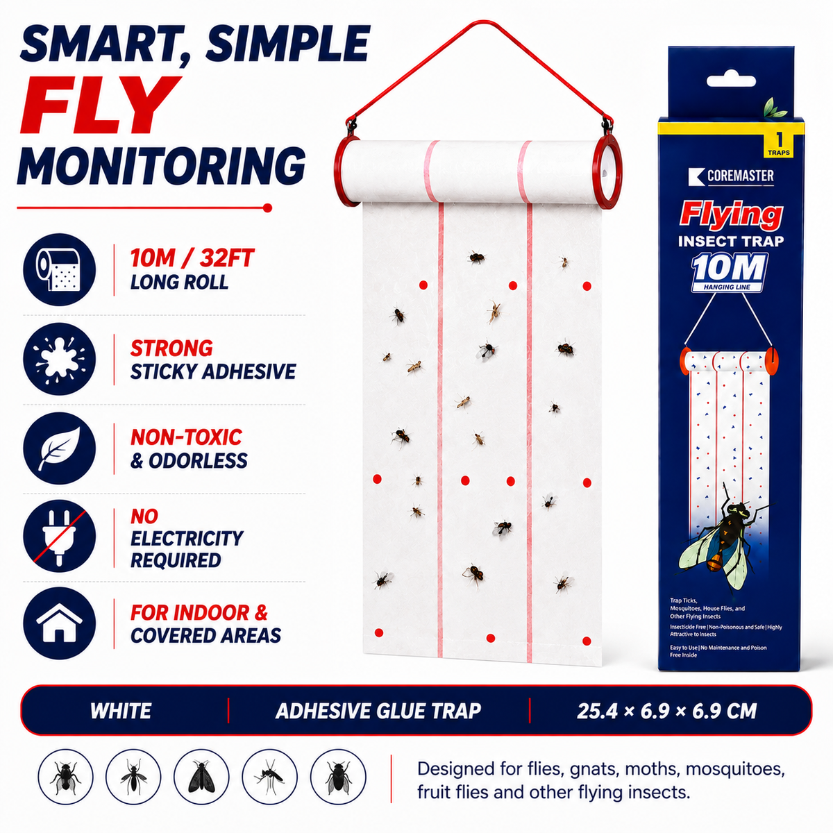 Coremaster Flying Insect Trap - Disposable Hanging Trap for Flies, Moths & Gnats