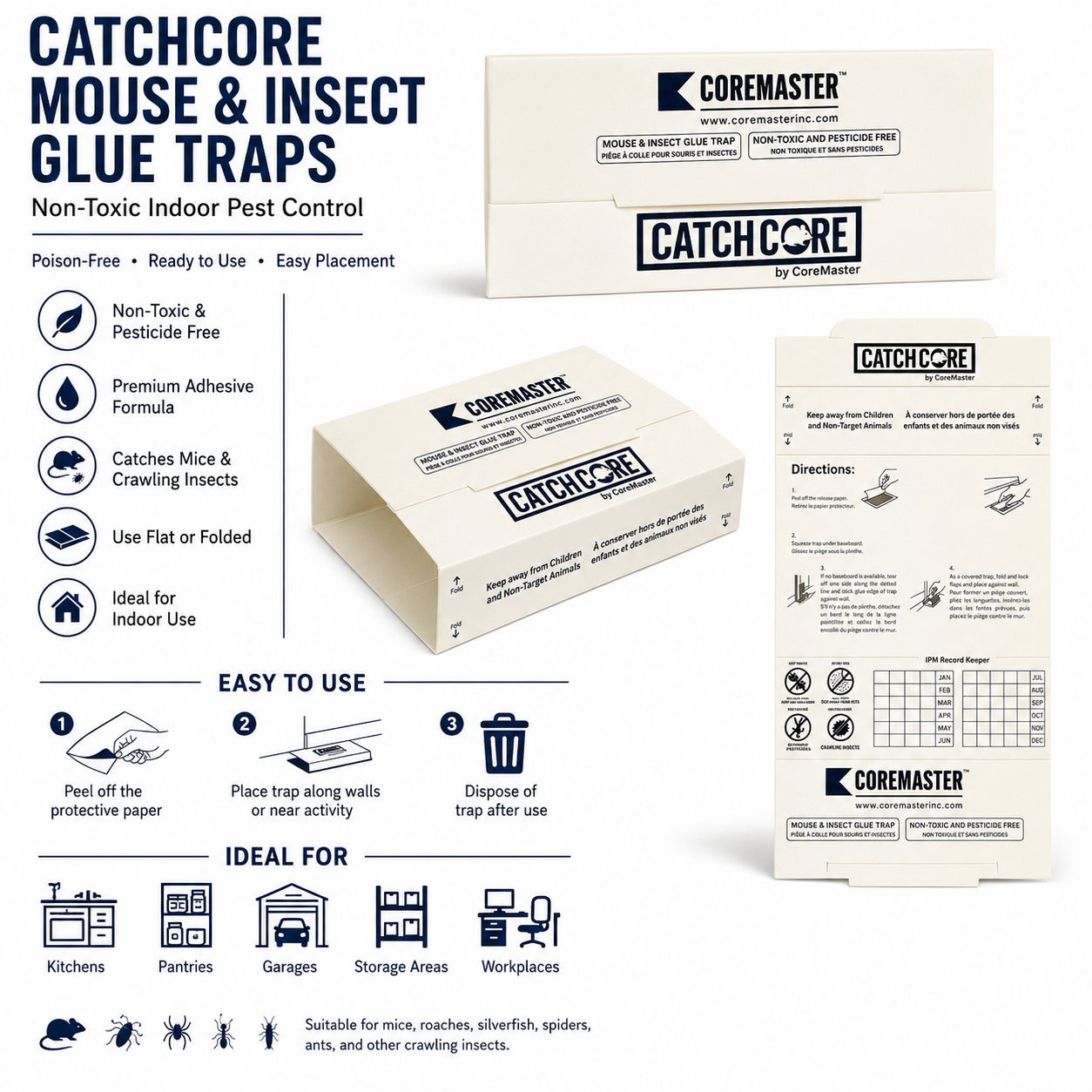 CatchCore Mouse & Insect Glue Traps for Indoor Pest Control