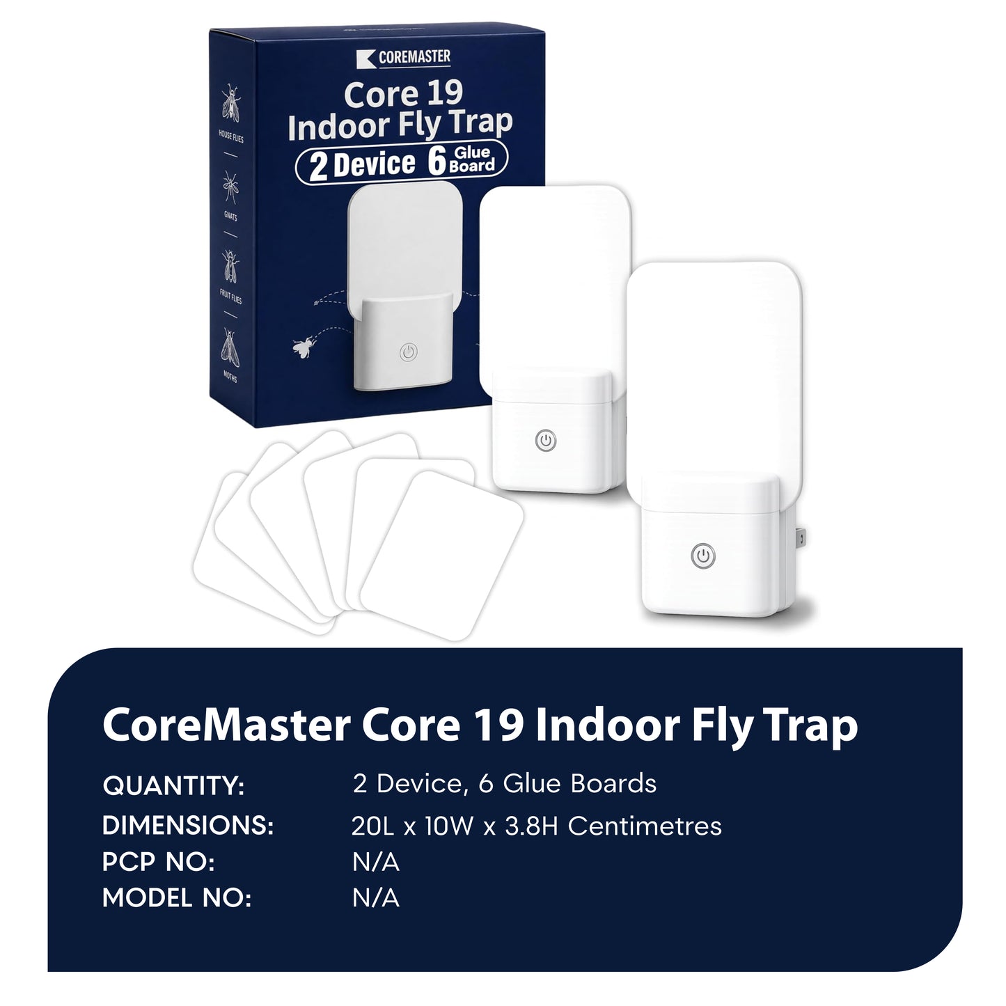 Core 19 indoor fly trap 2 device, 6 Glue Boards