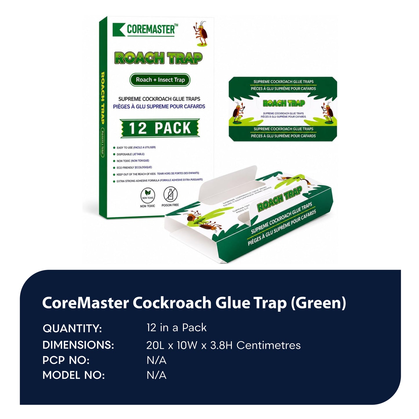 12-Pack Cockroach Glue Trap (Green)