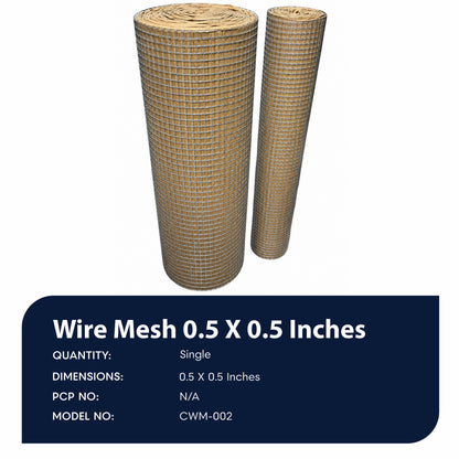 3Ftx50Ft Wire Mesh 0.5x0.5 Inches