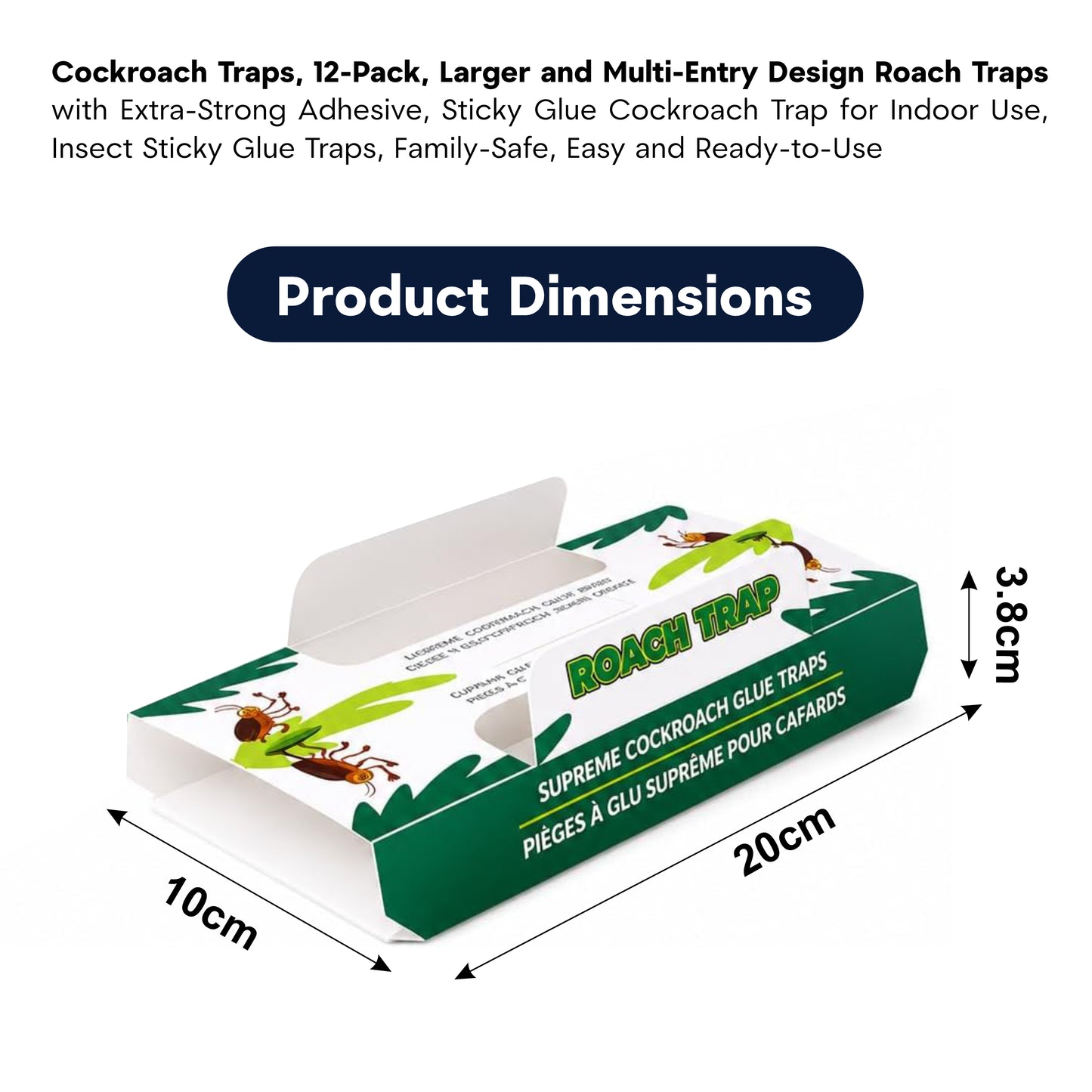 12-Pack Cockroach Glue Trap (Green)