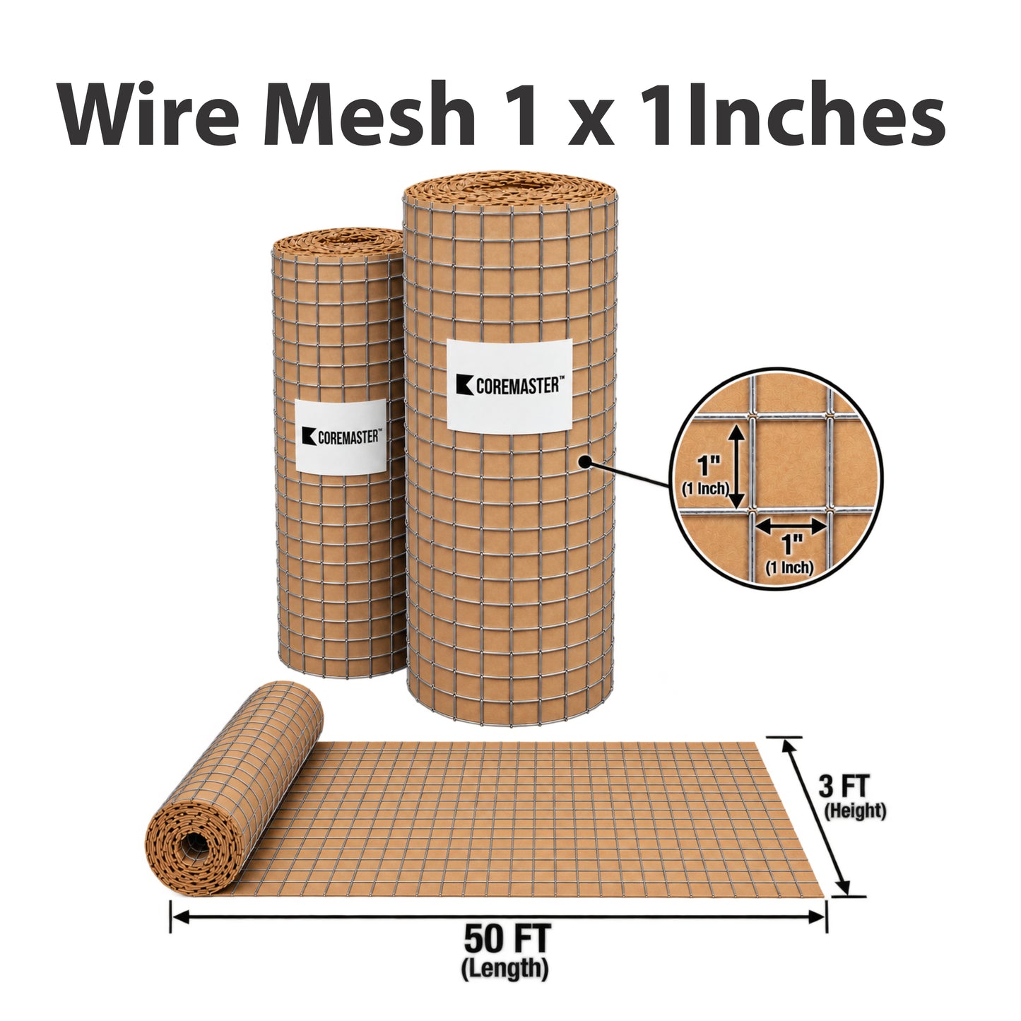 3Ftx50Ft Wire Mesh 1x1 Inches