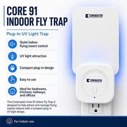 Coremaster Core 91 Indoor Fly Trap – Plug-In UV Light Trap with Glue Boards for Flies, Gnats & Moths