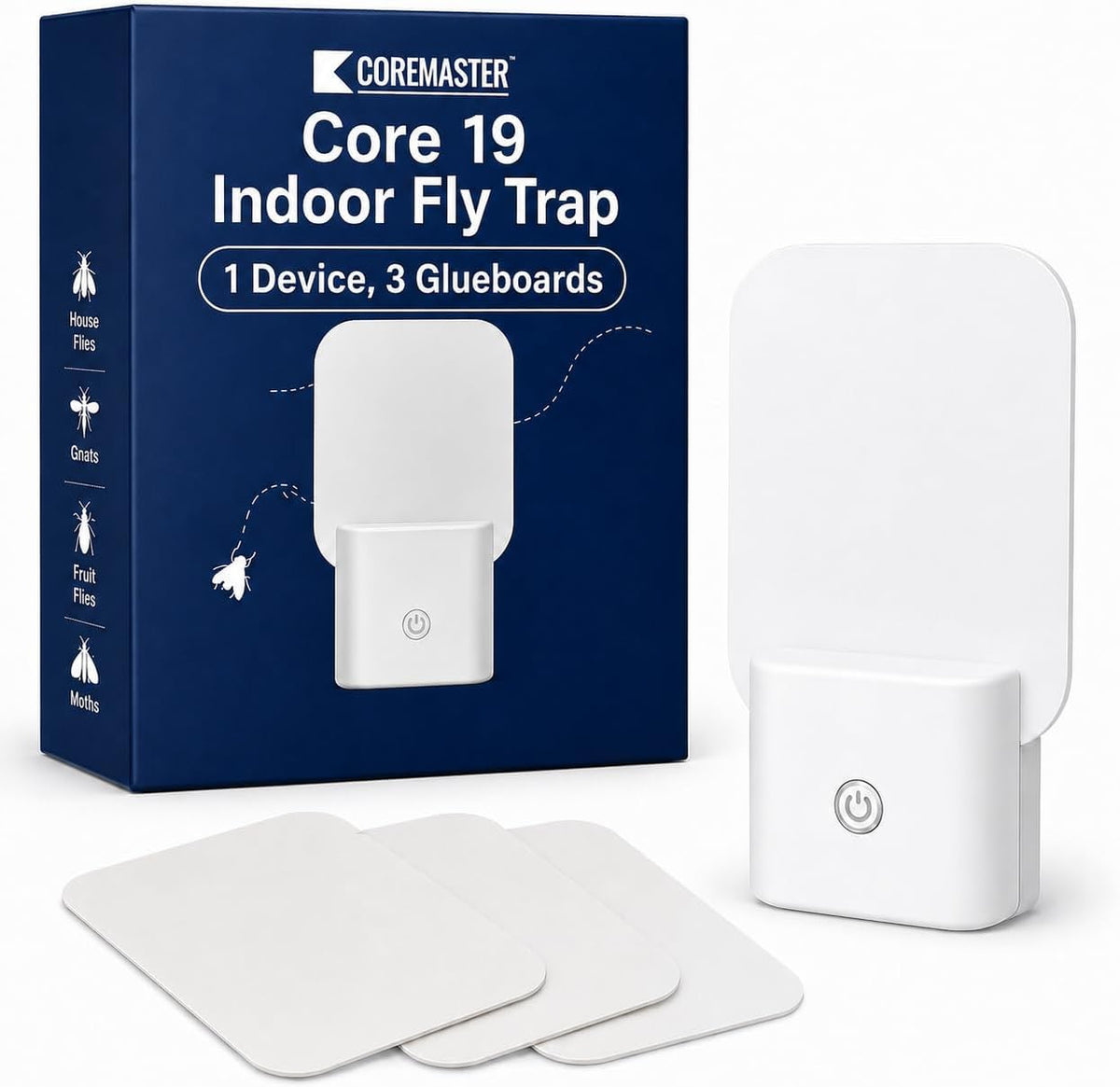 Coremaster Core 19 Indoor Fly Trap – Plug-In UV Light Trap with Glue Boards for Flies, Gnats & Moths