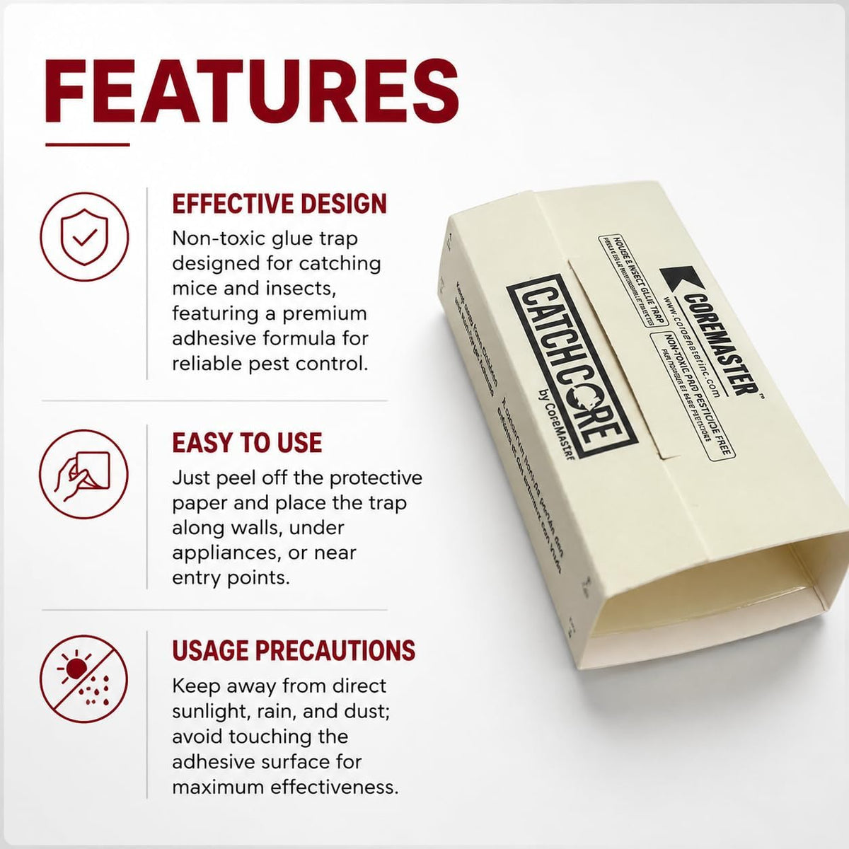 CatchCore Mouse & Insect Glue Traps - Indoor Pest Control, 6 to 72 Pack