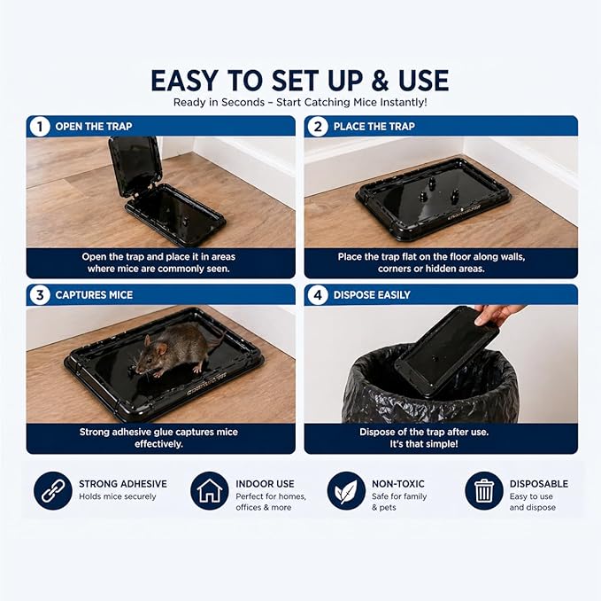 Coremaster Mouse Glue Traps for Indoor Rodent Control - 4 Pack
