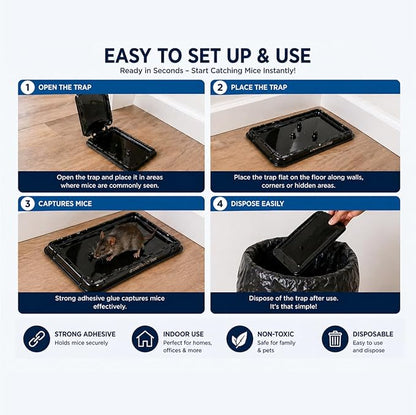 Coremaster Mouse Glue Traps for Indoor Rodent Control - 4 Pack