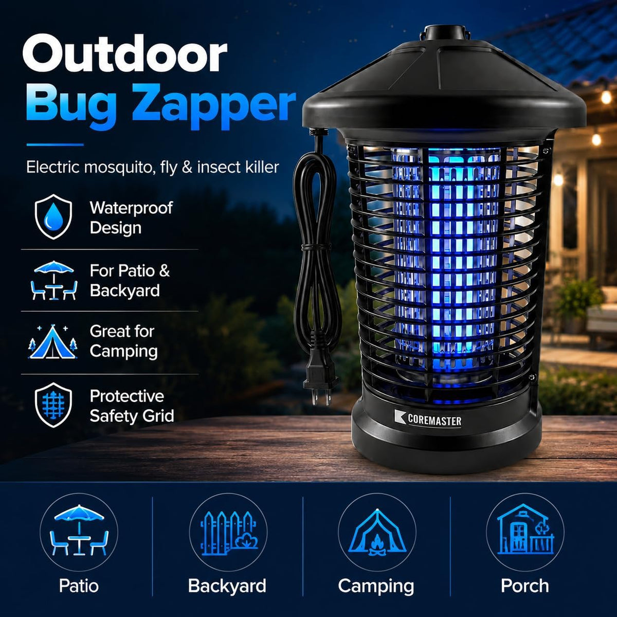 Coremaster Core 506 Outdoor Insect Killer – 18W LED Bug Zapper for Patio, Garden & Backyard