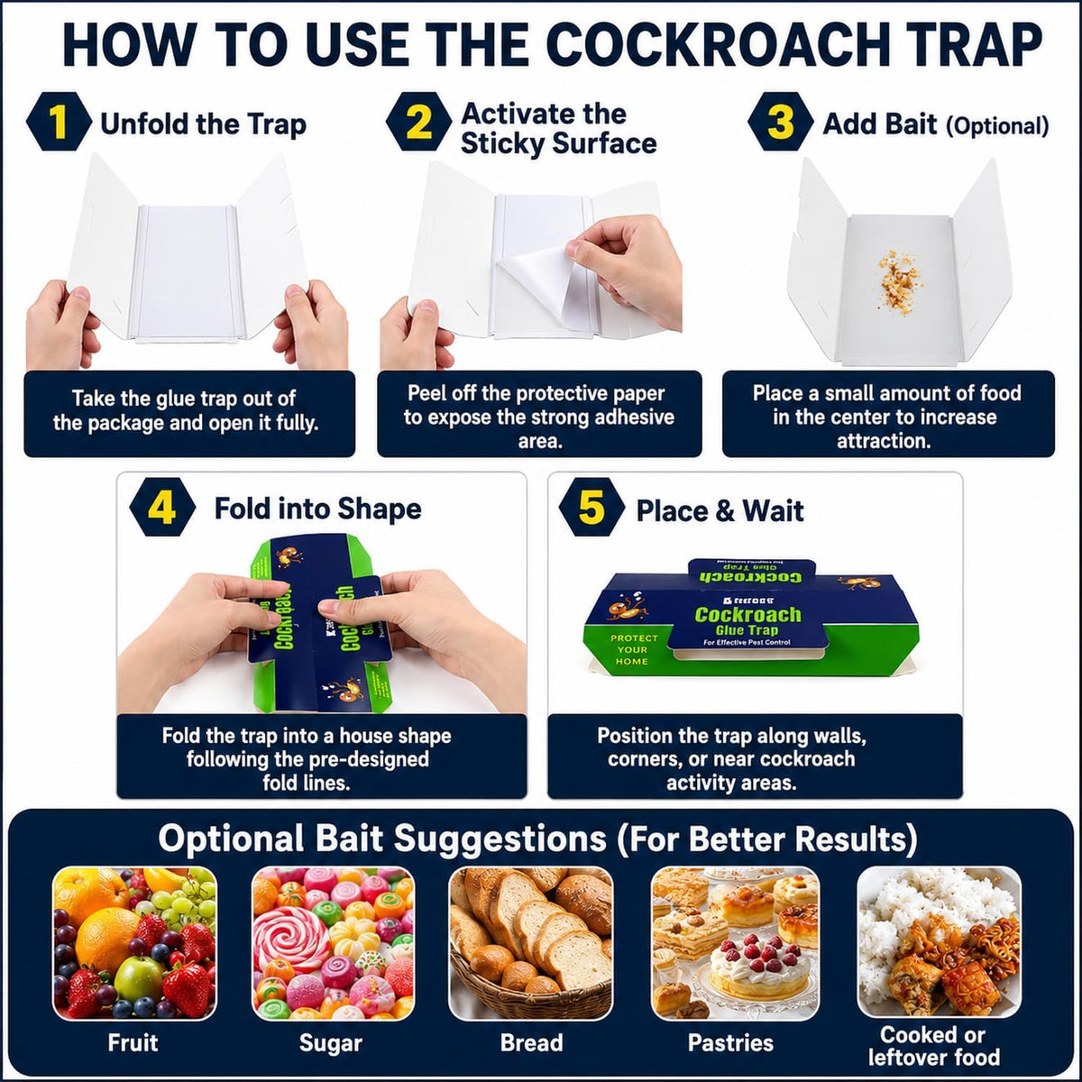 Coremaster Blue Cockroach Glue Traps for Indoor Use - 12 & 18 Pack