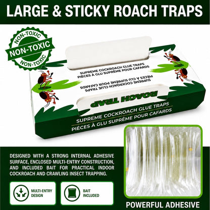 Coremaster Cockroach Traps with Adhesive & Grain Attractant - 12 Pack