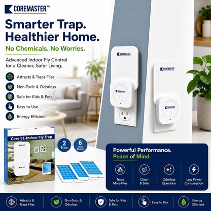 Coremaster Core 91 Indoor Fly Trap – Plug-In UV Light Trap with Glue Boards for Flies, Gnats & Moths