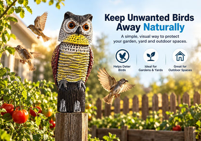 Owl Decoy Scare Birds Away, Rotating Head,Outdoor Garden Decor