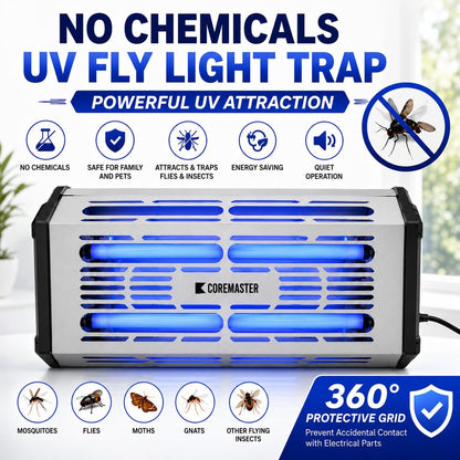 Coremaster S321 Commercial Fly Light Trap – 30W UV Indoor Fly Control with 16.5" x 11.13" Glue Board