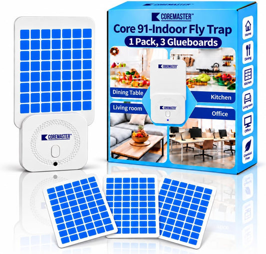 Coremaster Core 91 Indoor Fly Trap – Plug-In UV Light Trap with Glue Boards for Flies, Gnats & Moths