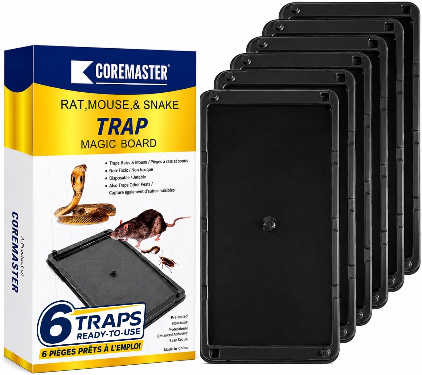 Mouse Glue Traps, 6 Pack, Sticky Traps for Mice, Rats & Snakes
