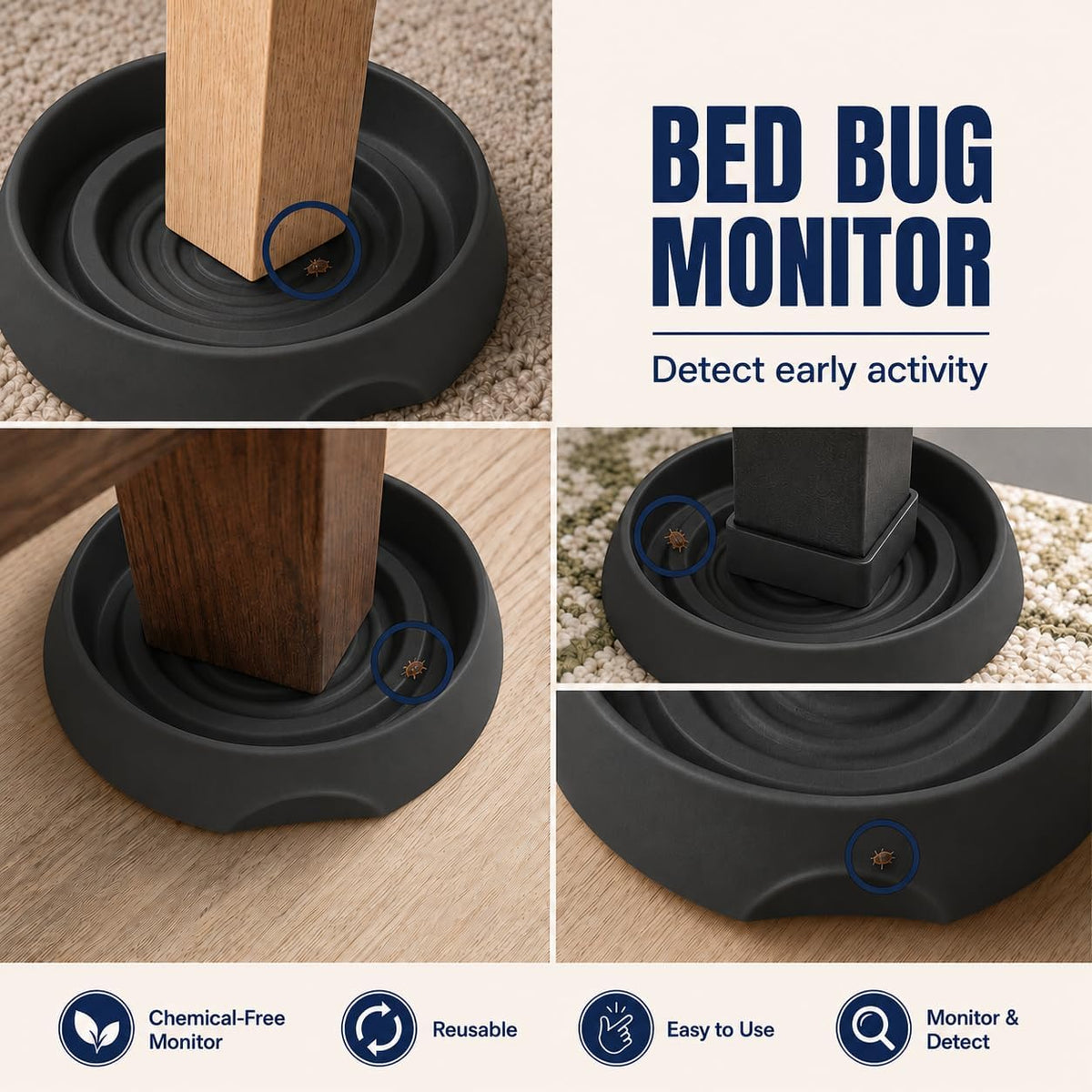 Coremaster Bed Bug Interceptors for Beds & Furniture - Chemical-Free Monitors