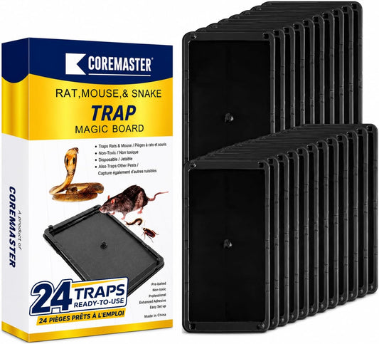 Mouse Glue Traps, 24 Pack, Sticky Traps for Mice, Rats & Snakes