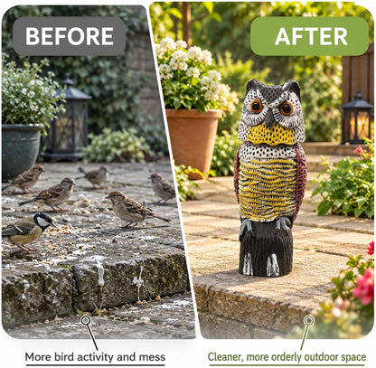 Owl Decoy Scare Birds Away, Rotating Head,Outdoor Garden Decor