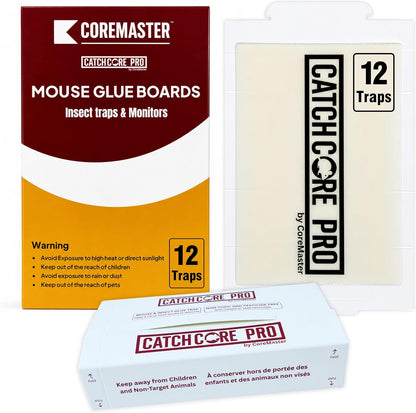 Catchcore PRO Mouse & Insect Glue Trap - Long-Lasting Adhesive, 12 & 36 Pack
