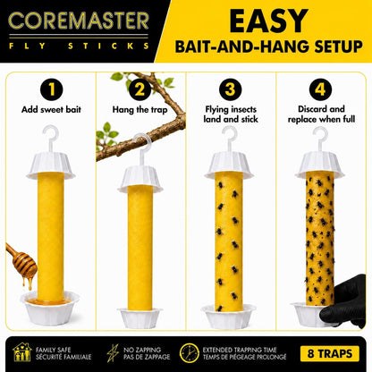 Hanging Yellow Fly Traps (8Pack) Fly Catcher for Flying Insects