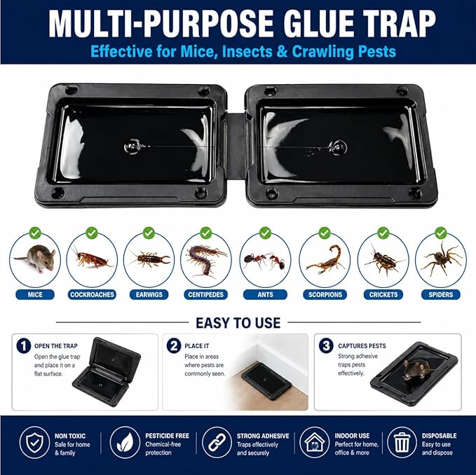 Coremaster Mouse Glue Traps for Indoor Rodent Control - 4 Pack