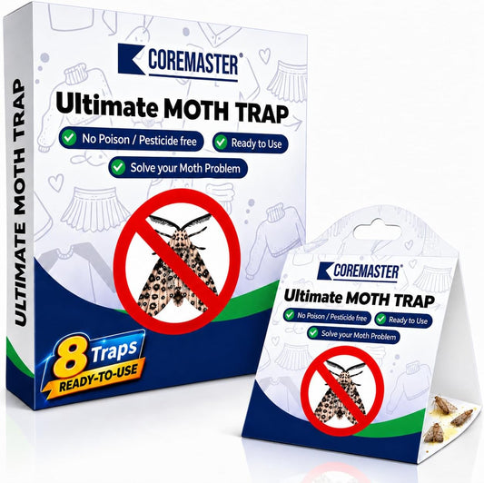 COREMASTER Pantry Moth Pheromone Adhesive Traps for Food Storage, 8 Pack