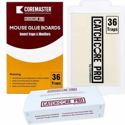 Catchcore PRO Mouse & Insect Glue Trap - Long-Lasting Adhesive, 12 & 36 Pack