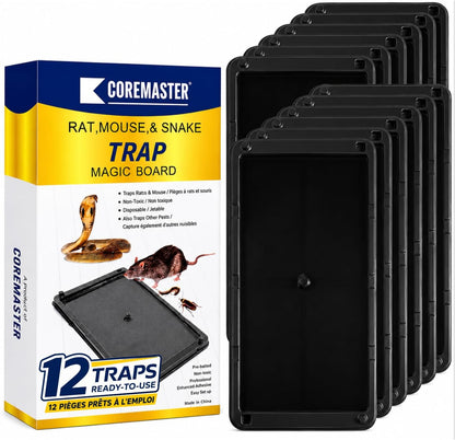 Mouse Glue Traps, 12 Pack, Sticky Traps for Mice, Rats & Snakes
