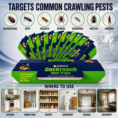 Coremaster Blue Cockroach Glue Traps for Indoor Use - 12 & 18 Pack
