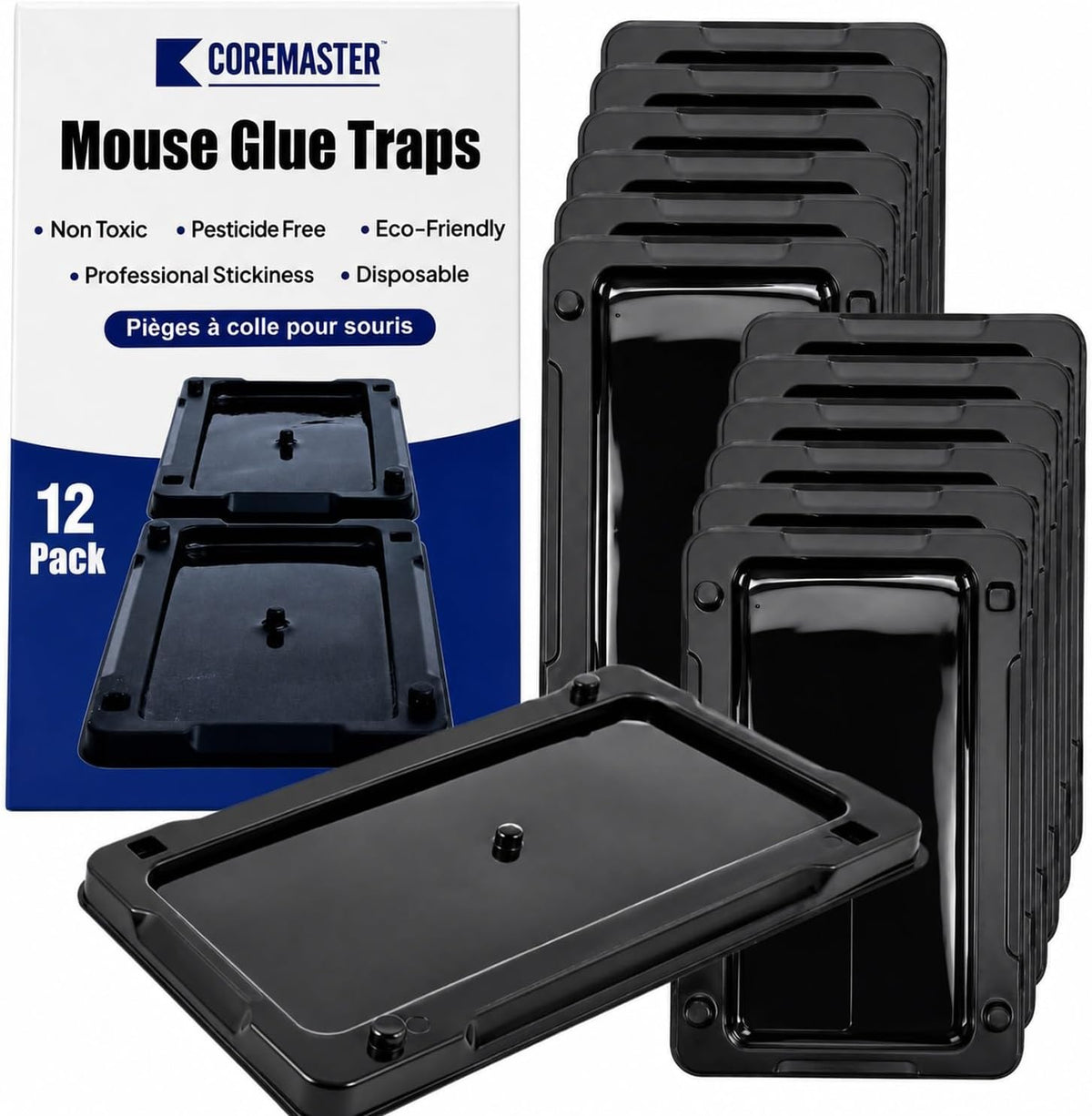 Coremaster Mouse Glue Traps for Indoor Rodent Control - 4 & 12 Pack