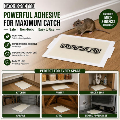 Catchcore PRO Mouse & Insect Glue Trap - Long-Lasting Adhesive, 12 & 36 Pack