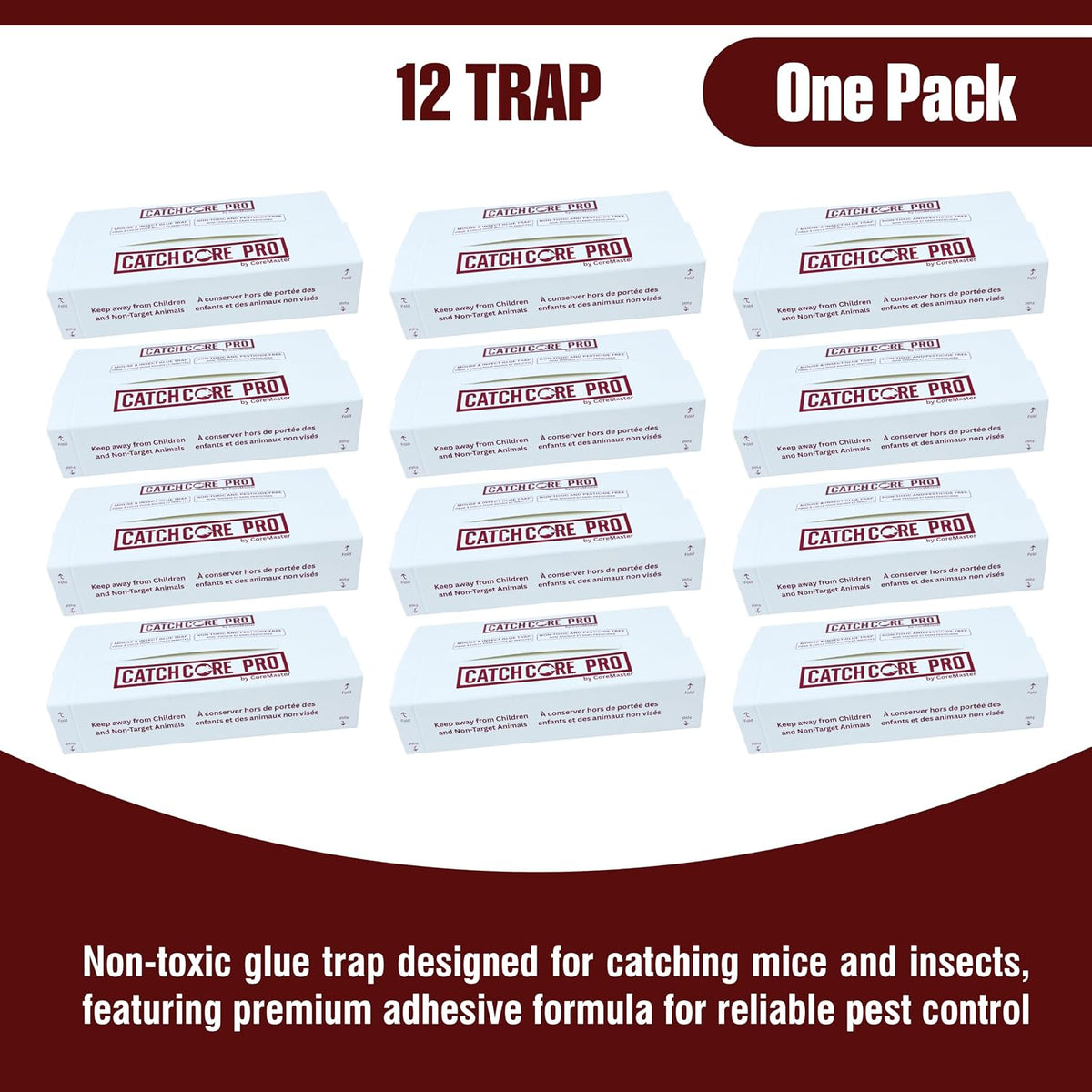 Catchcore PRO Mouse & Insect Glue Trap - Long-Lasting Adhesive, 12 & 36 Pack