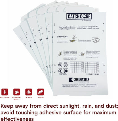 CatchCore Mouse & Insect Glue Traps - Indoor Pest Control, 6 to 72 Pack