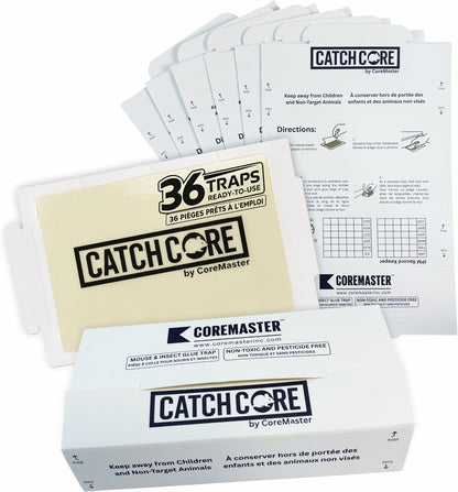 CatchCore Mouse & Insect Glue Traps - Indoor Pest Control, 6 to 72 Pack