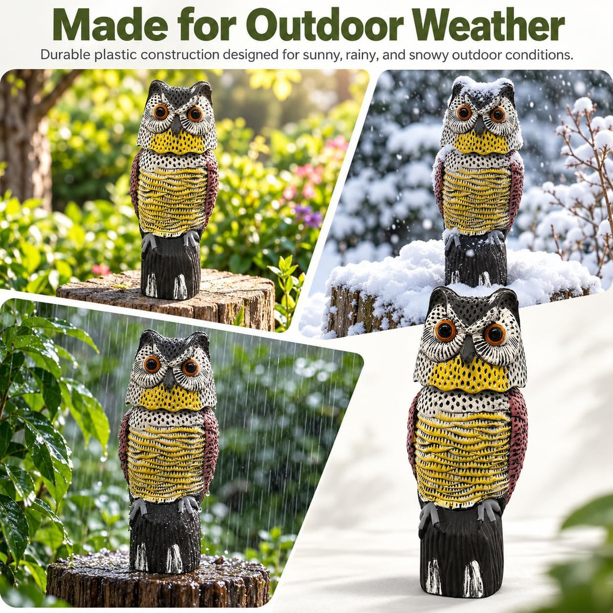 Owl Decoy Scare Birds Away, Rotating Head,Outdoor Garden Decor