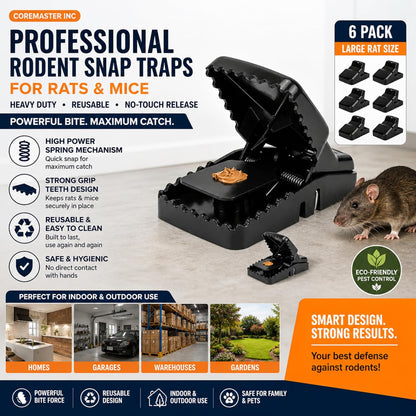 Coremaster Rodent Snap Traps for Rats & Mice - Reusable, No-Touch Release