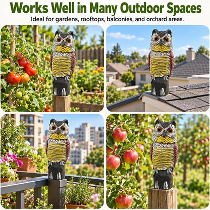 Owl Decoy Scare Birds Away, Rotating Head,Outdoor Garden Decor