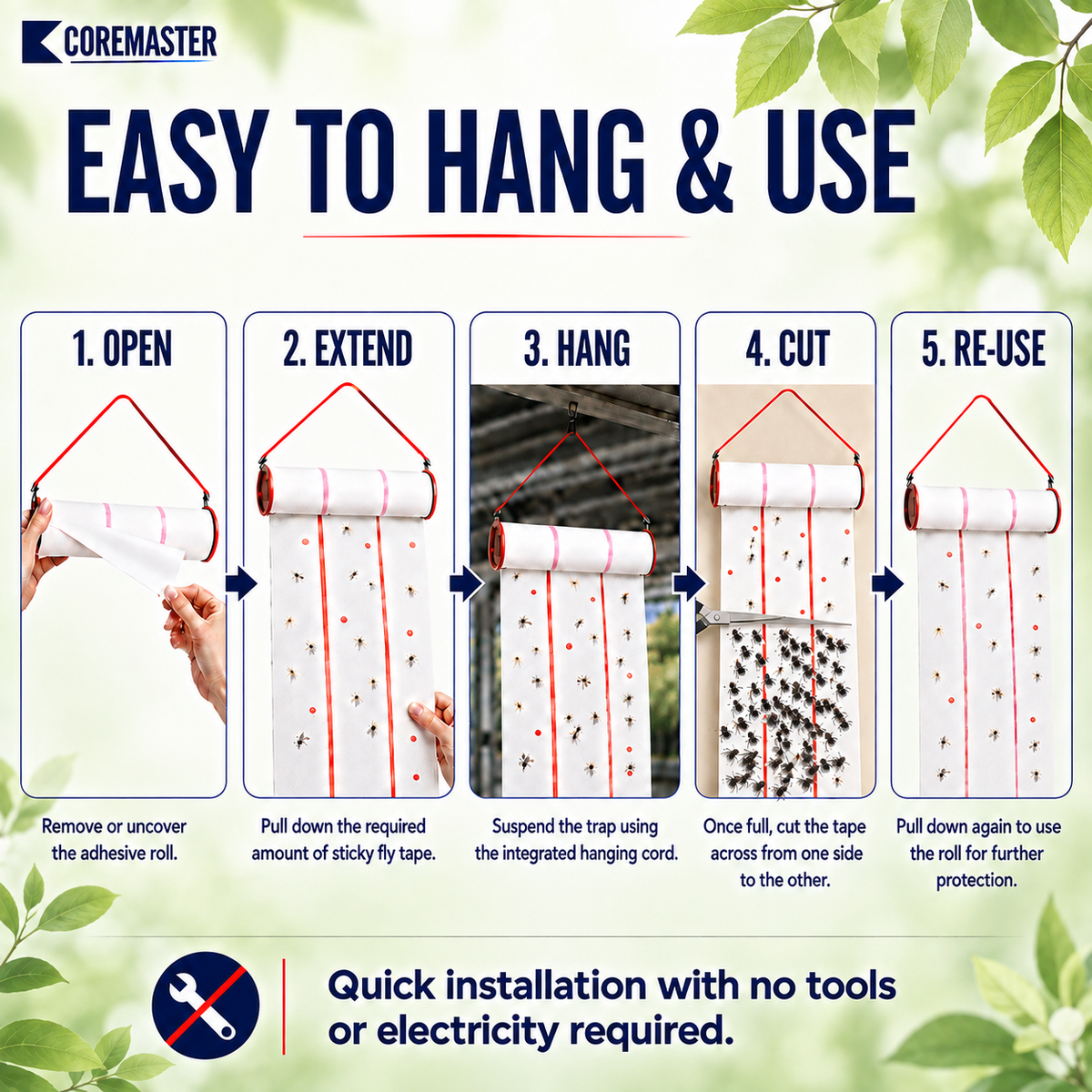 Coremaster Flying Insect Trap - Disposable Hanging Trap for Flies, Moths & Gnats