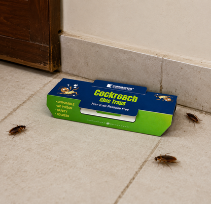 Coremaster Blue Cockroach Glue Traps for Indoor Use - 12 Pack