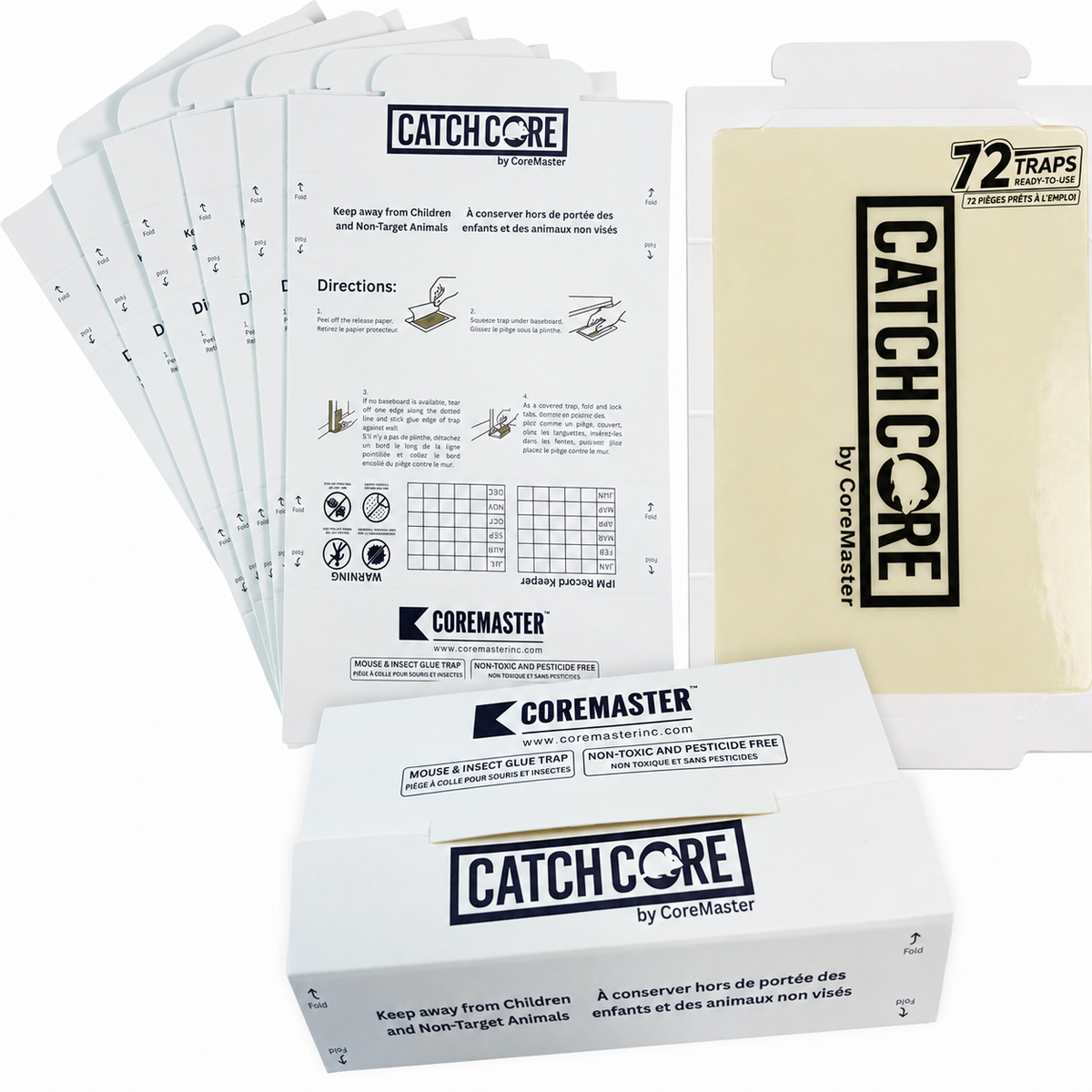 CatchCore Mouse & Insect Glue Traps - Indoor Pest Control, 6 to 72 Pack