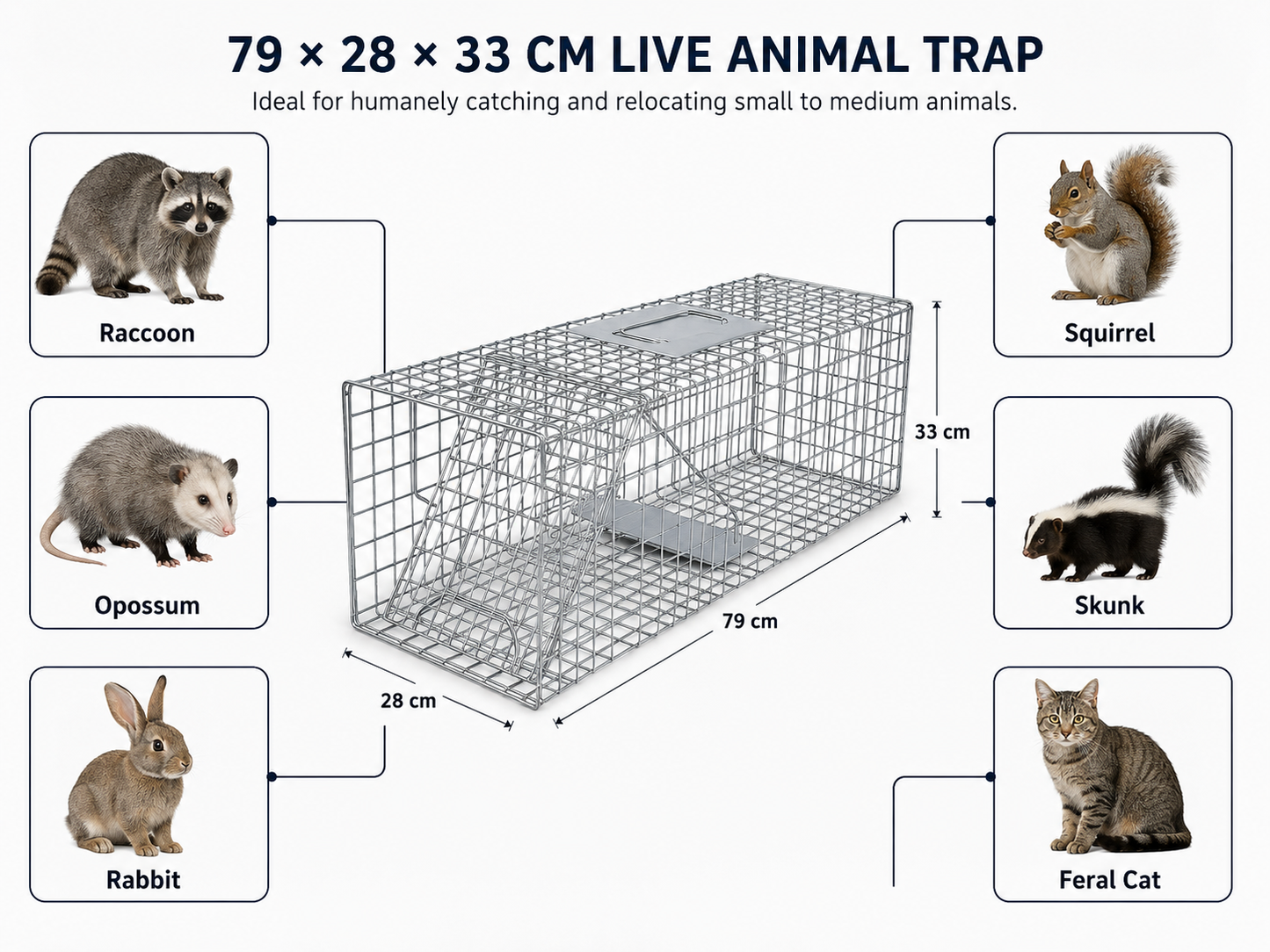 Coremaster Humane Live Animal Trap - Foldable Galvanized Steel Cage