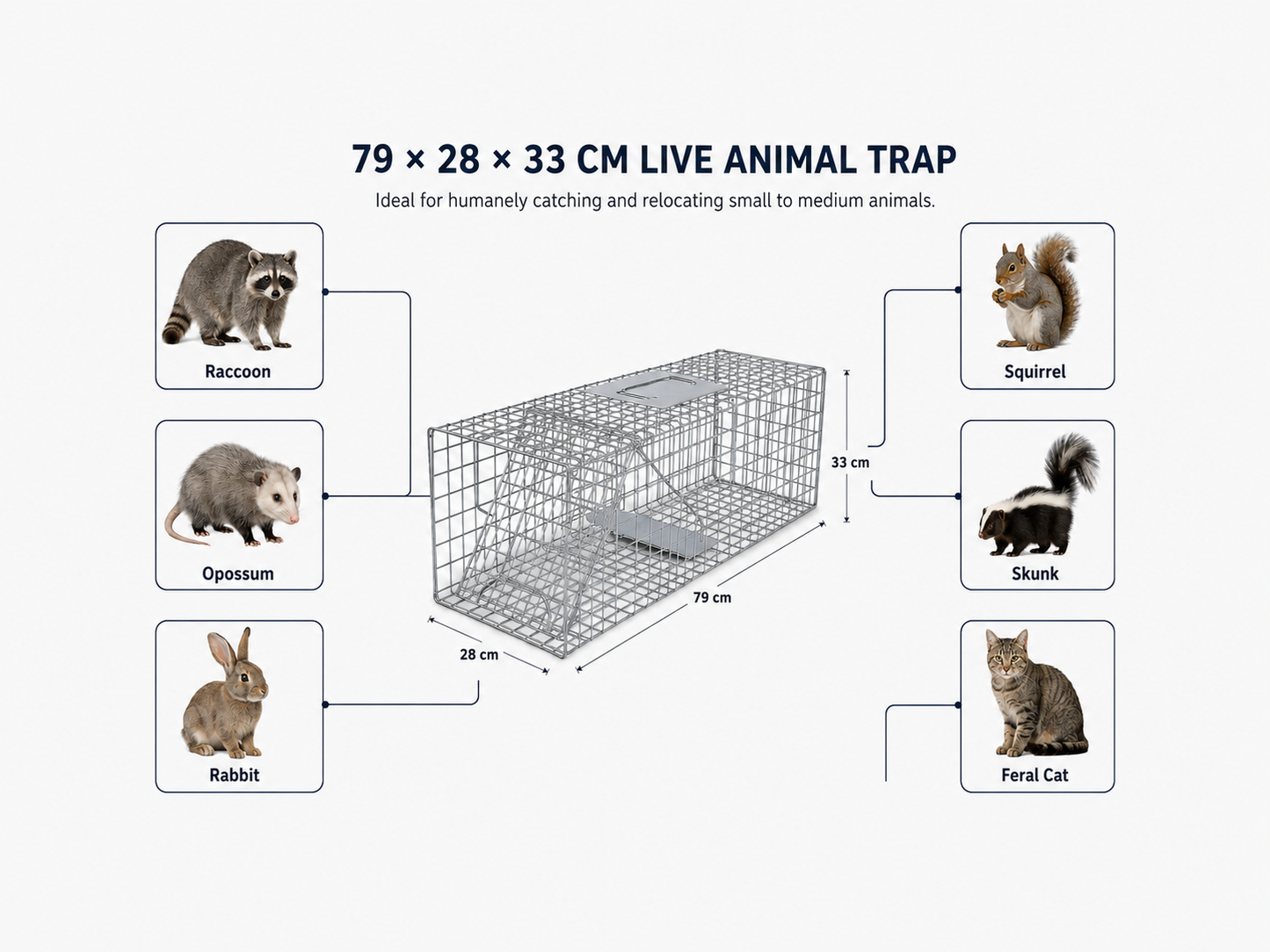 Coremaster Humane Live Animal Trap - Foldable Galvanized Steel Cage