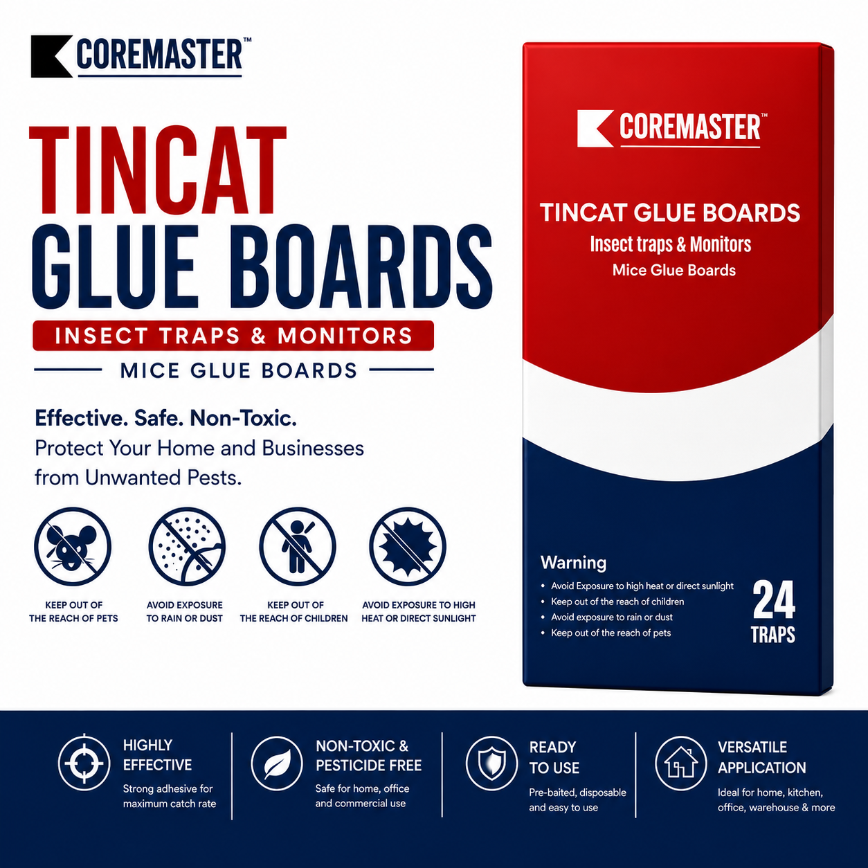 Coremaster Tin Cat Glue Boards for Mouse & Insect Monitoring