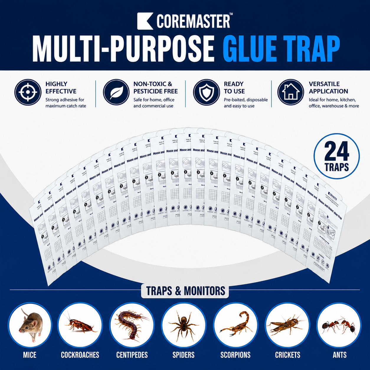 Coremaster Tin Cat Glue Boards for Mouse & Insect Monitoring