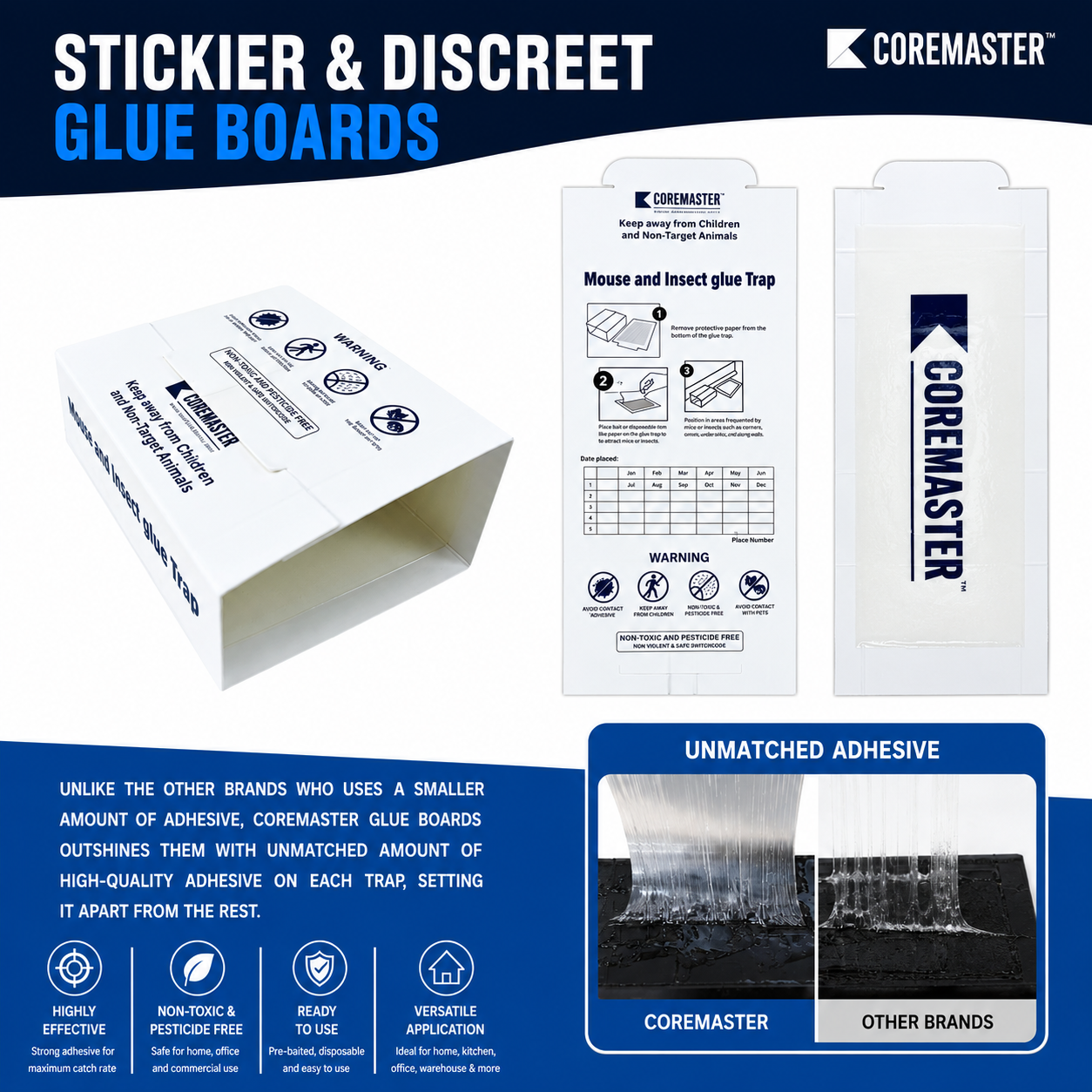 Coremaster Tin Cat Glue Boards for Mouse & Insect Monitoring