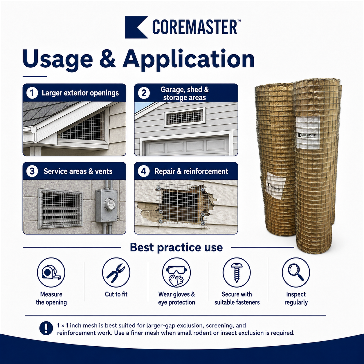 CoreMaster Wire Mesh 1 × 1 Inches